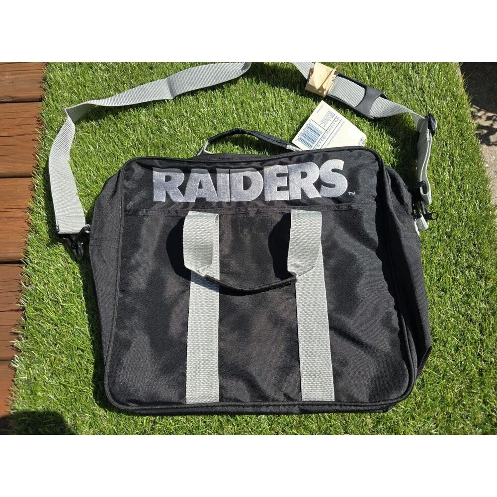 Vintage 1990s Mead NFL Raiders Messenger Carry-on Gym Laptop Book Bag NWT